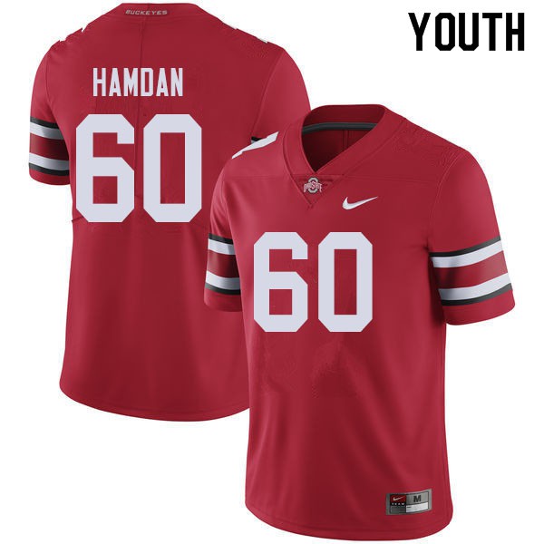Ohio State Buckeyes #60 Zaid Hamdan Youth Stitched Jersey Red